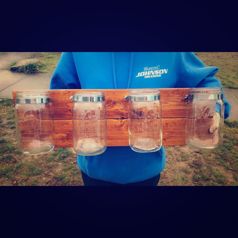 Mason jar wall hanging organizer